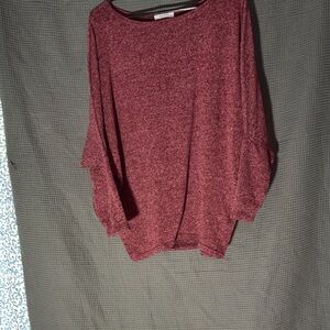 Jenny Boston Maroon Batwing Sleeve Top L